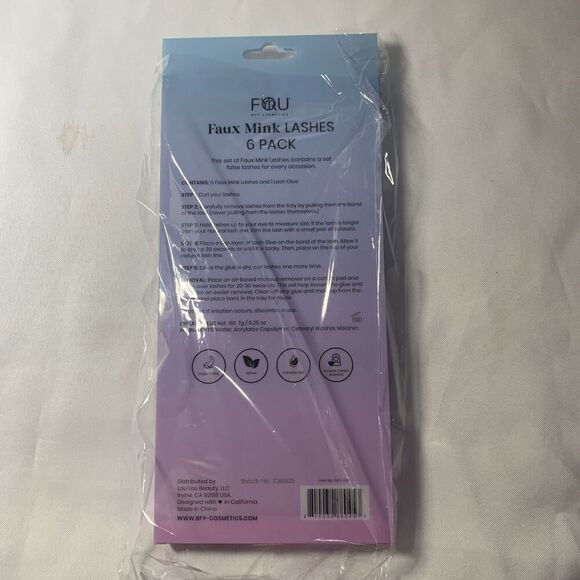 BFY Cosmetics Faux Mink Lashes 6 Pack with Glue - Black - Picture 3 of 5